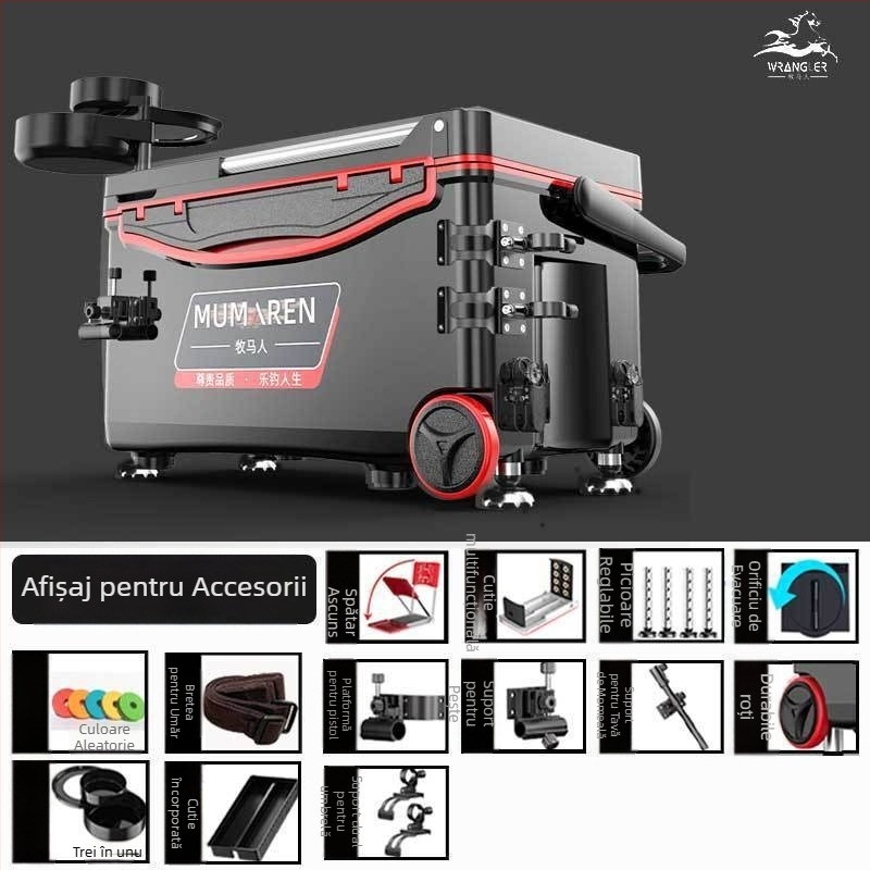 Cutie de pescuit Wrangler, set complet, capacitate 25–32 L, ușoară, din plastic, izolată