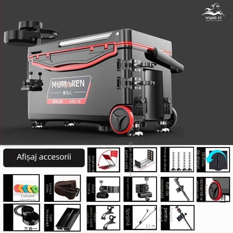 Cutie de pescuit Wrangler, set complet, capacitate 25–32 L, ușoară, din plastic, izolată