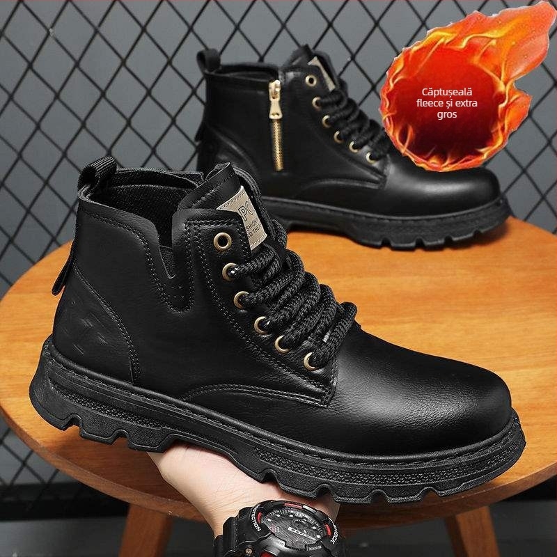 Ghete Martin, stil coreean, respirante, de înălțime medie, cu PU pe exterior și talpă PVC, pentru bărbați