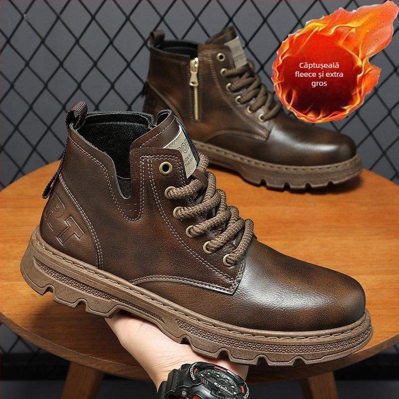 Ghete Martin, stil coreean, respirante, de înălțime medie, cu PU pe exterior și talpă PVC, pentru bărbați