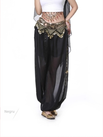 Pantaloni pentru belly dance cu broderie, țesătură chiffon, amestec nylon 50–70% și 30–50%, lansare vară 2025, stil elegant, street-style