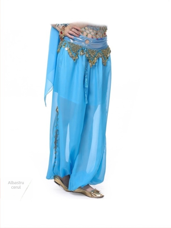 Pantaloni pentru belly dance cu broderie, țesătură chiffon, amestec nylon 50–70% și 30–50%, lansare vară 2025, stil elegant, street-style
