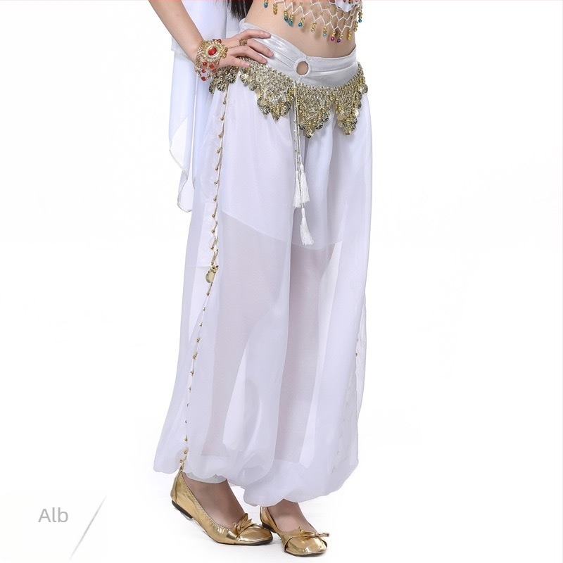 Pantaloni pentru belly dance cu broderie, țesătură chiffon, amestec nylon 50–70% și 30–50%, lansare vară 2025, stil elegant, street-style