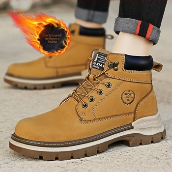 Ghete de lucru pentru bărbați Martin - piele din primul strat, talpă din cauciuc-spumă, impermeabile, respirante, antiderapante