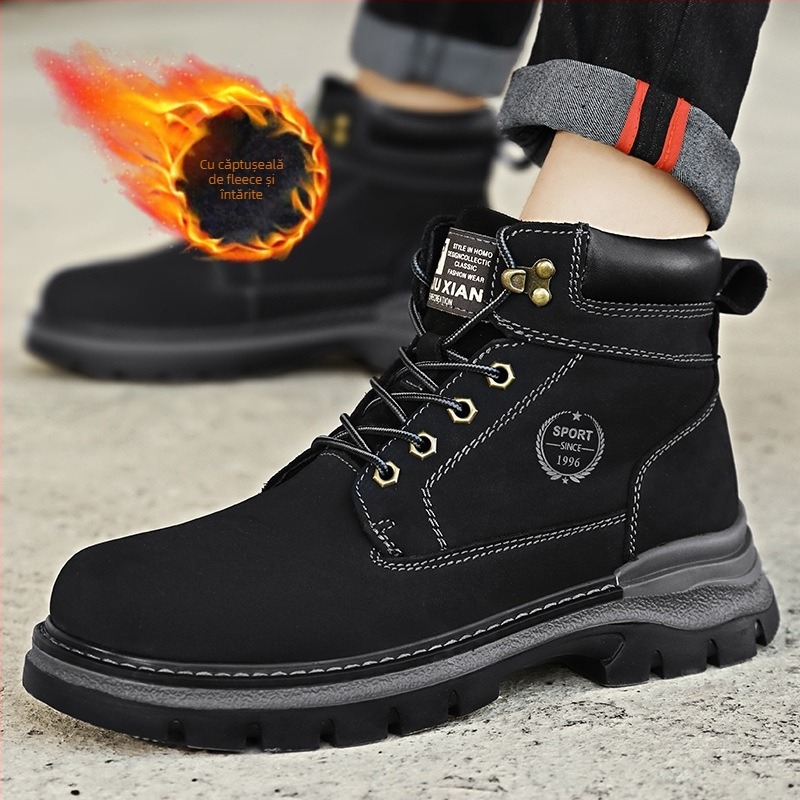 Ghete de lucru pentru bărbați Martin - piele din primul strat, talpă din cauciuc-spumă, impermeabile, respirante, antiderapante