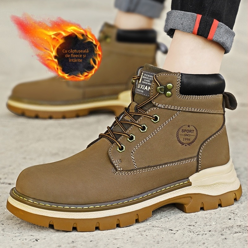 Ghete de lucru pentru bărbați Martin - piele din primul strat, talpă din cauciuc-spumă, impermeabile, respirante, antiderapante