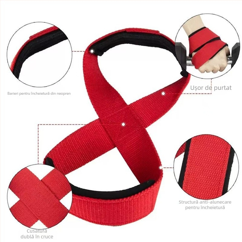 Protecție pentru încheietură în formă de 8 pentru fitness, protecție antiderapantă a palmei, curea de prindere pentru tracțiuni, material poliester-fibră neopren, potrivit pentru exerciții de fitness, ambalaj 150 bucăți