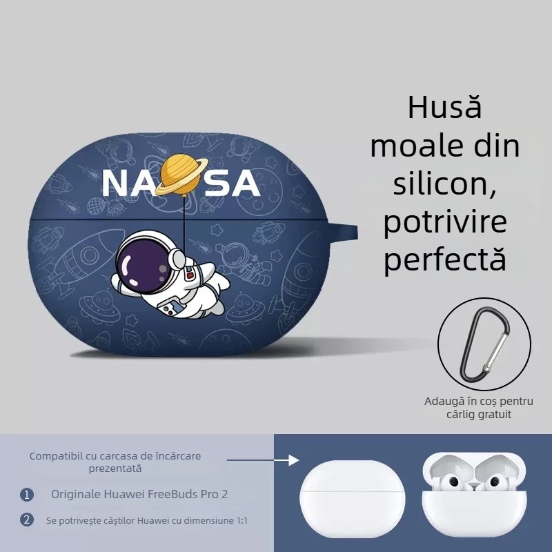 Carcasă de protecție cu clip denim pentru Huawei FreeBuds 5i/6i și FreeBuds Pro 4 Ultimate Edition