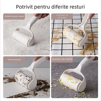 Rulou plastic cu foi de hârtie detașabile, rolă lipicioasă pentru îndepărtarea părului, design modern minimalist, lansat în 2023.