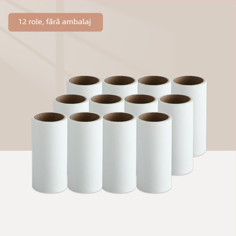 Rulou plastic cu foi de hârtie detașabile, rolă lipicioasă pentru îndepărtarea părului, design modern minimalist, lansat în 2023.