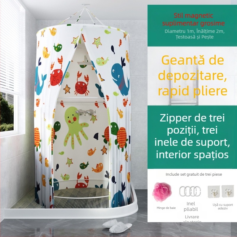 Cortina rotundă pentru duș, poliester, stil modern, model japonez de desene animate, personalizare logo disponibil