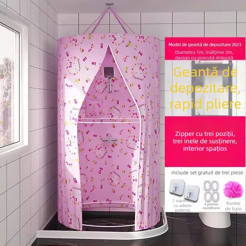 Cortina rotundă pentru duș, poliester, stil modern, model japonez de desene animate, personalizare logo disponibil