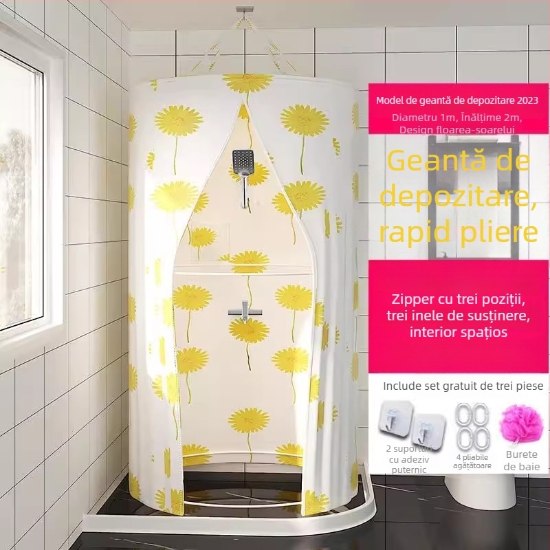 Cortina rotundă pentru duș, poliester, stil modern, model japonez de desene animate, personalizare logo disponibil