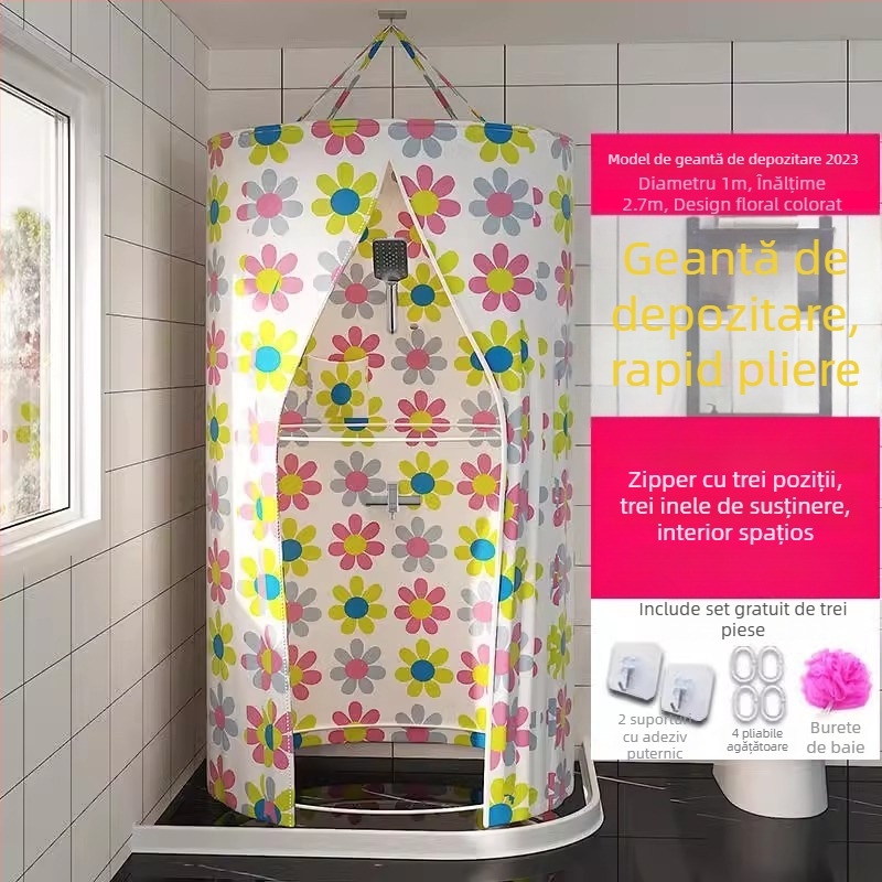 Cortina rotundă pentru duș, poliester, stil modern, model japonez de desene animate, personalizare logo disponibil