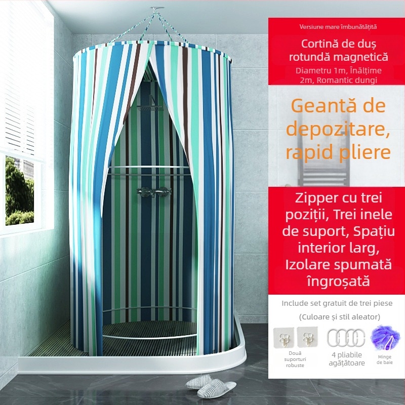 Cortina rotundă pentru duș, poliester, stil modern, model japonez de desene animate, personalizare logo disponibil