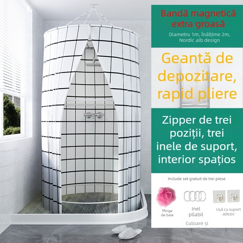 Cortina rotundă pentru duș, poliester, stil modern, model japonez de desene animate, personalizare logo disponibil