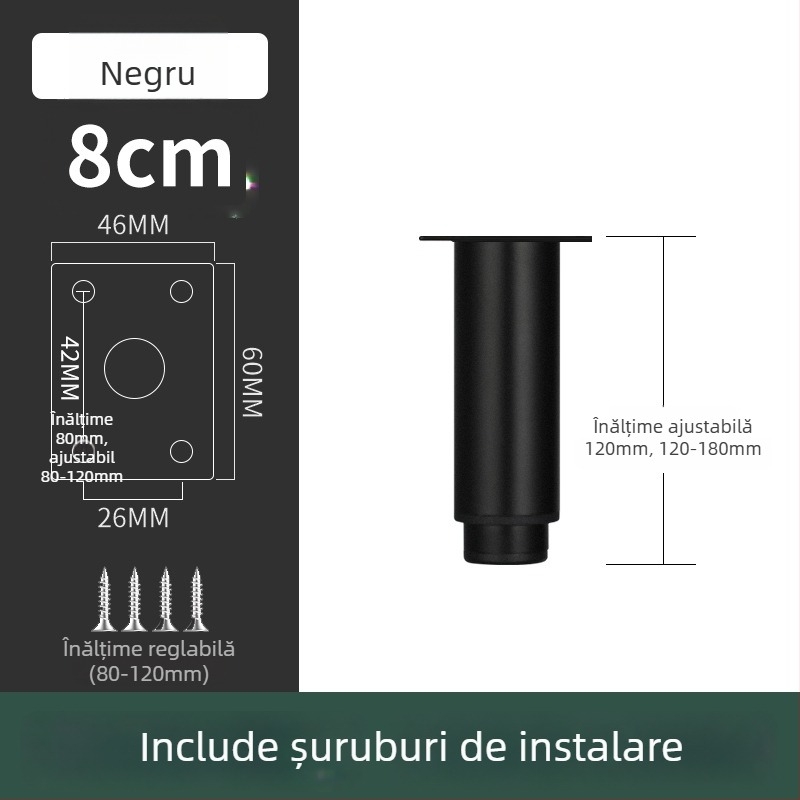 Picior de mobilier din oțel inoxidabil pentru canapea și dulap TV, model 2548, stil modern minimalist, placare electrolitică