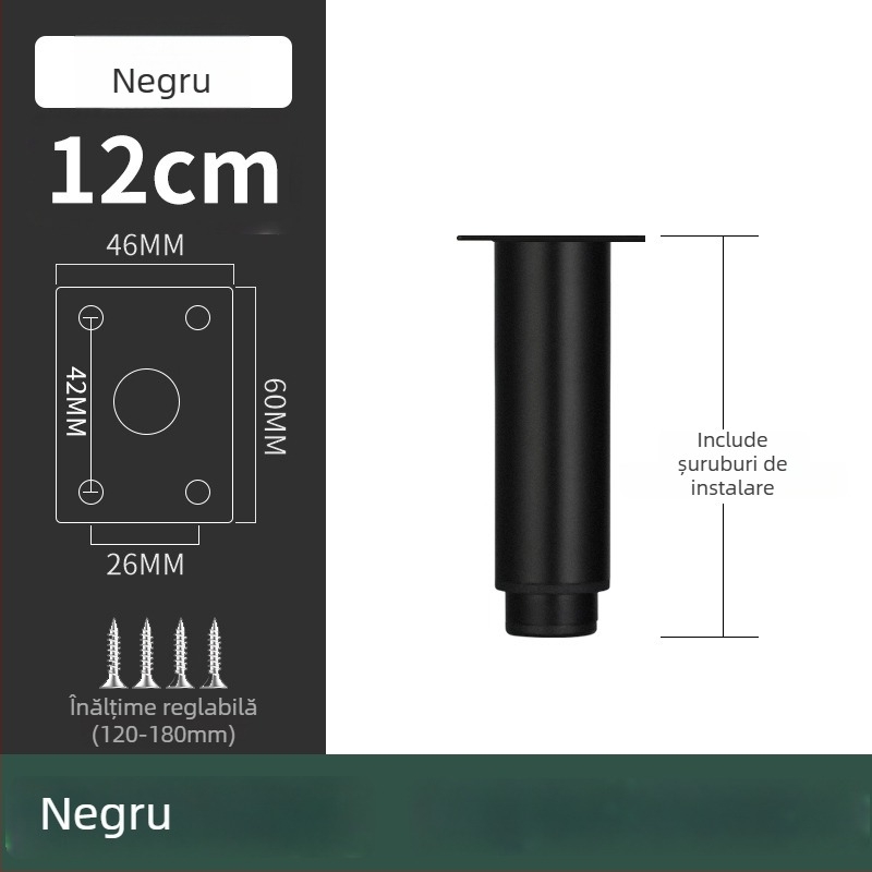 Picior de mobilier din oțel inoxidabil pentru canapea și dulap TV, model 2548, stil modern minimalist, placare electrolitică