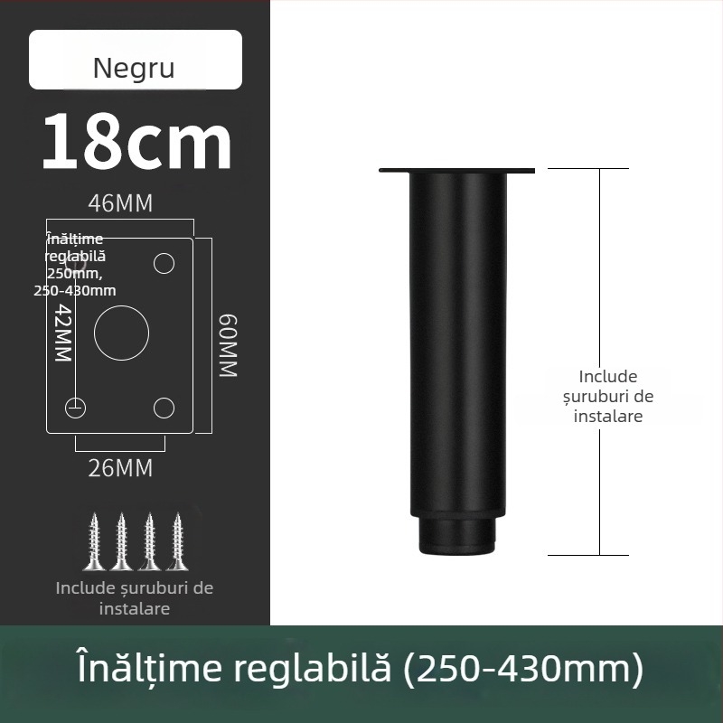 Picior de mobilier din oțel inoxidabil pentru canapea și dulap TV, model 2548, stil modern minimalist, placare electrolitică