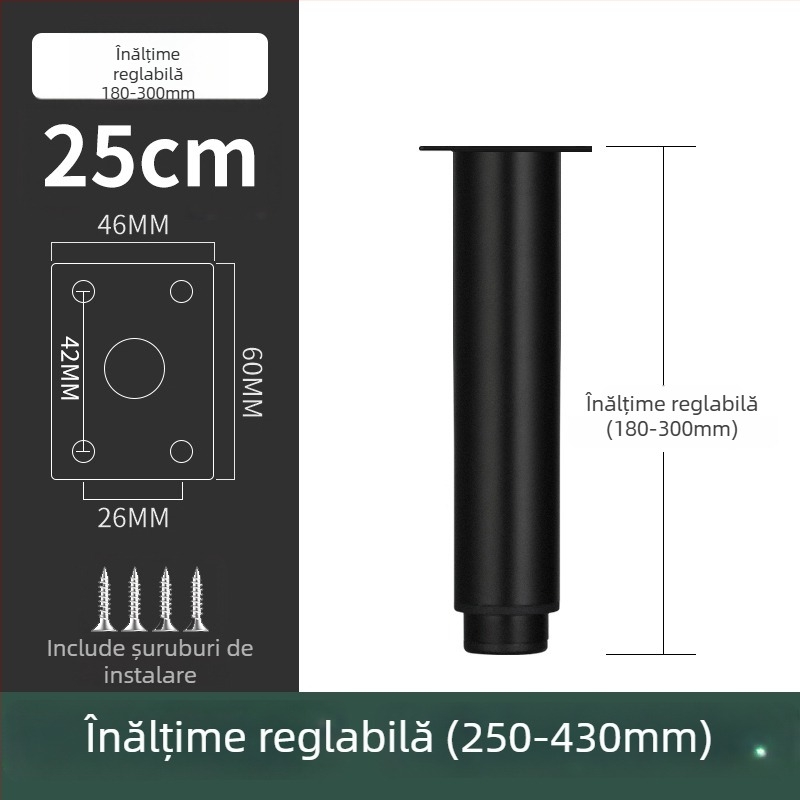 Picior de mobilier din oțel inoxidabil pentru canapea și dulap TV, model 2548, stil modern minimalist, placare electrolitică