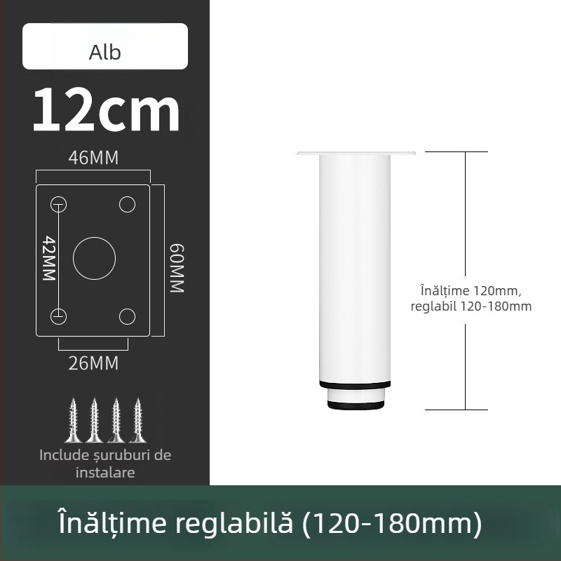 Picior de mobilier din oțel inoxidabil pentru canapea și dulap TV, model 2548, stil modern minimalist, placare electrolitică