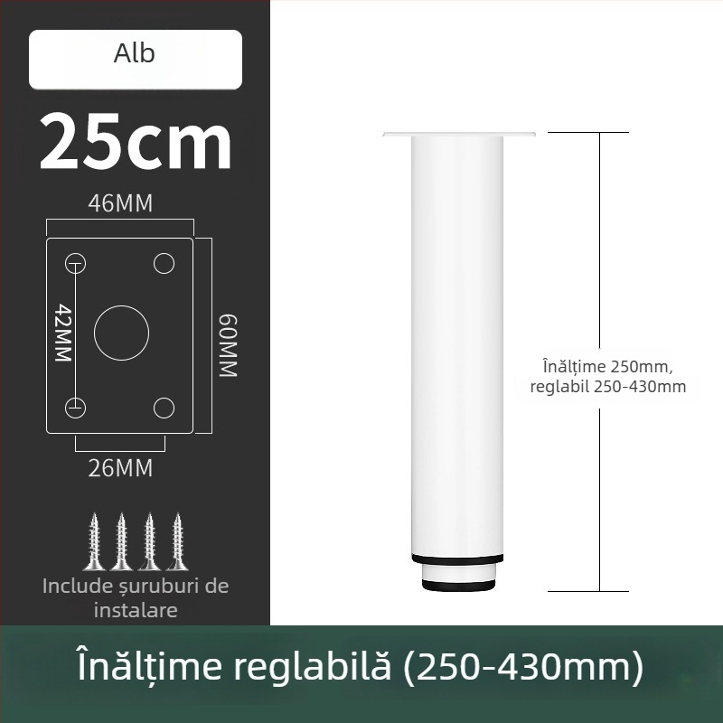 Picior de mobilier din oțel inoxidabil pentru canapea și dulap TV, model 2548, stil modern minimalist, placare electrolitică