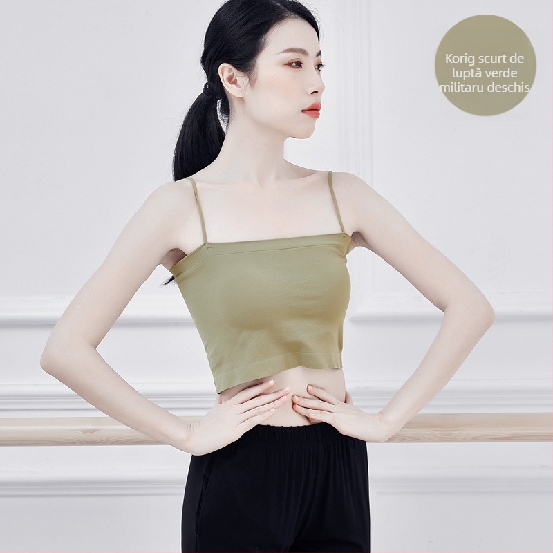 Top de dans modern pentru femei, cu pernă pentru bust, material nylon 90%, căptușeală din amestec de fibre chimice 90%, model solid