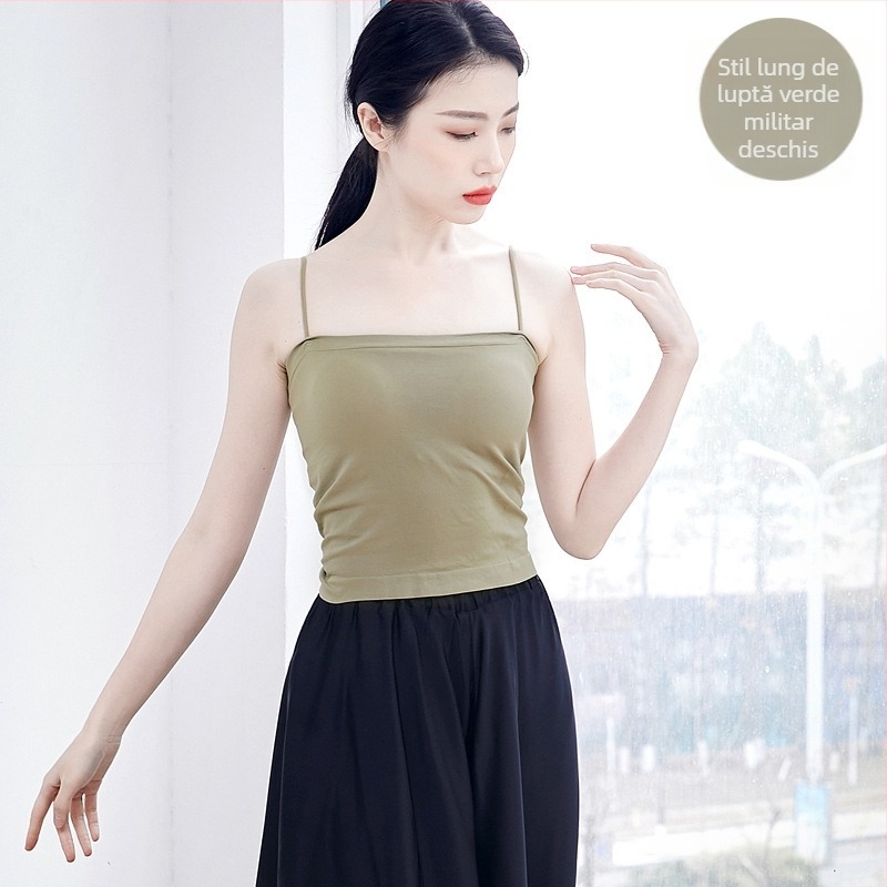 Top de dans modern pentru femei, cu pernă pentru bust, material nylon 90%, căptușeală din amestec de fibre chimice 90%, model solid