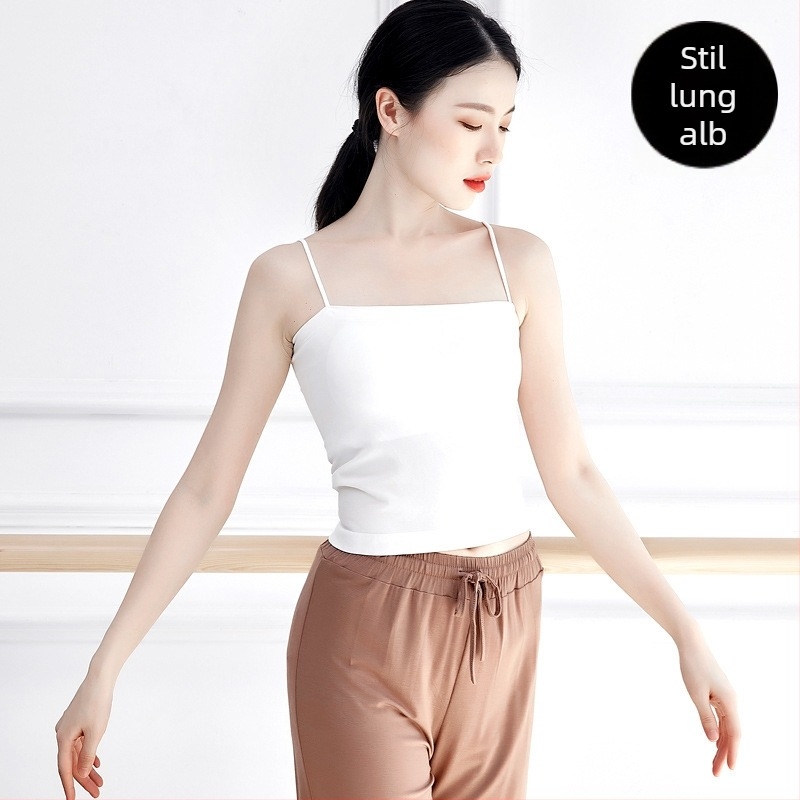 Top de dans modern pentru femei, cu pernă pentru bust, material nylon 90%, căptușeală din amestec de fibre chimice 90%, model solid