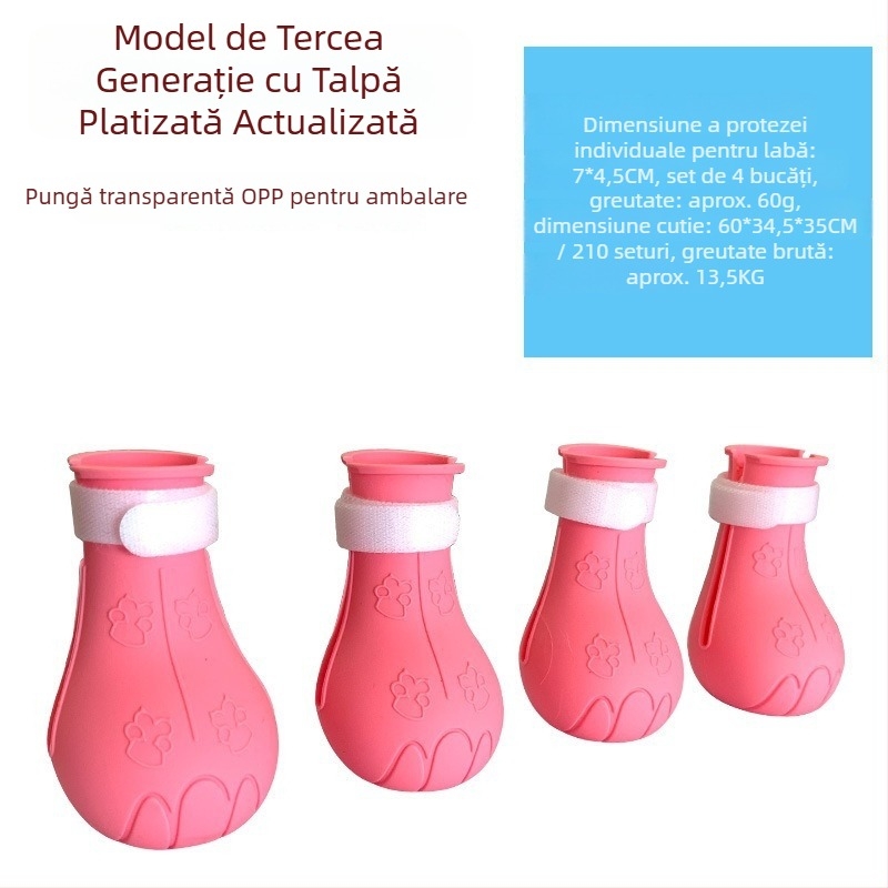 Pantofi pentru pisici din cauciuc, anti-derapare, stil desen animat, culoare solidă