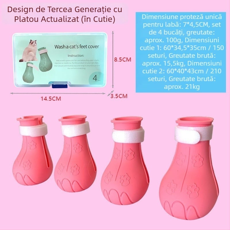 Pantofi pentru pisici din cauciuc, anti-derapare, stil desen animat, culoare solidă