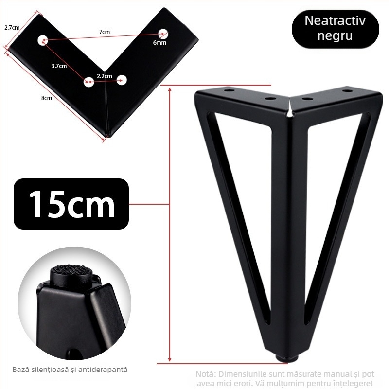 HX005 Picior de mobilier pentru ridicare, din oțel laminat la rece, stil modern minimalist, finisaj electroplating cu pulberi, potrivit pentru canapele, măsuțe de cafea și dulapuri TV