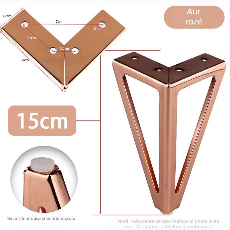 HX005 Picior de mobilier pentru ridicare, din oțel laminat la rece, stil modern minimalist, finisaj electroplating cu pulberi, potrivit pentru canapele, măsuțe de cafea și dulapuri TV