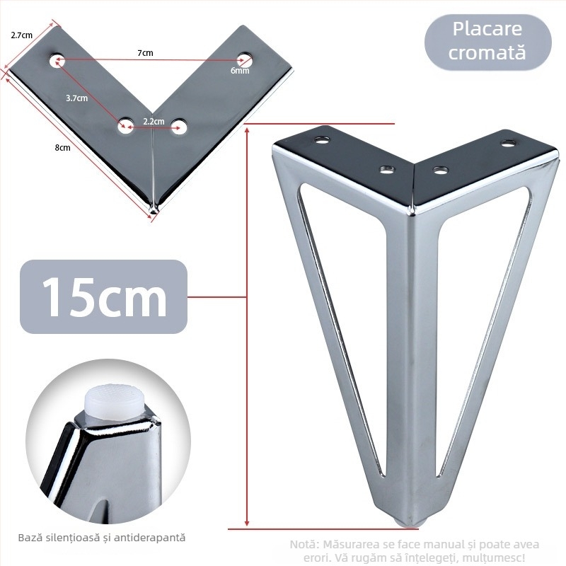 HX005 Picior de mobilier pentru ridicare, din oțel laminat la rece, stil modern minimalist, finisaj electroplating cu pulberi, potrivit pentru canapele, măsuțe de cafea și dulapuri TV