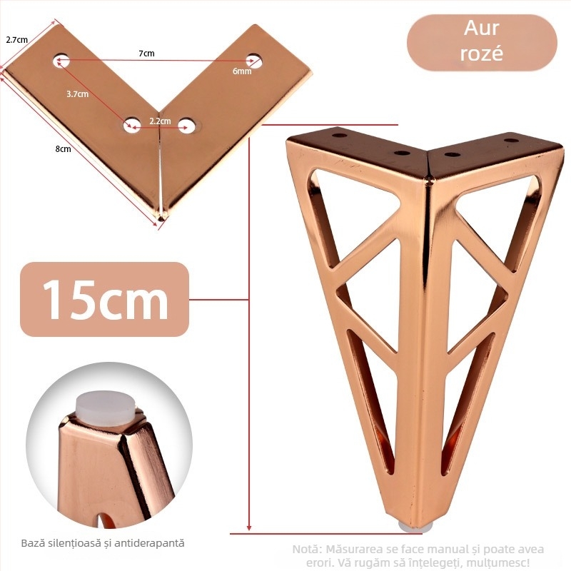 HX005 Picior de mobilier pentru ridicare, din oțel laminat la rece, stil modern minimalist, finisaj electroplating cu pulberi, potrivit pentru canapele, măsuțe de cafea și dulapuri TV