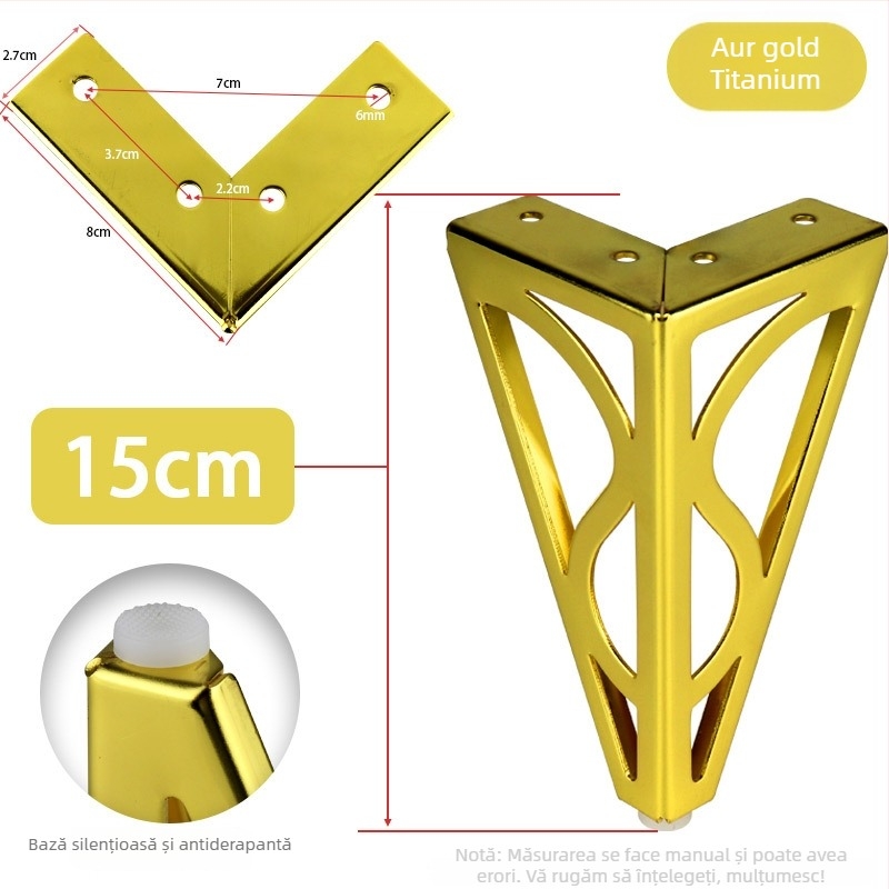 HX005 Picior de mobilier pentru ridicare, din oțel laminat la rece, stil modern minimalist, finisaj electroplating cu pulberi, potrivit pentru canapele, măsuțe de cafea și dulapuri TV