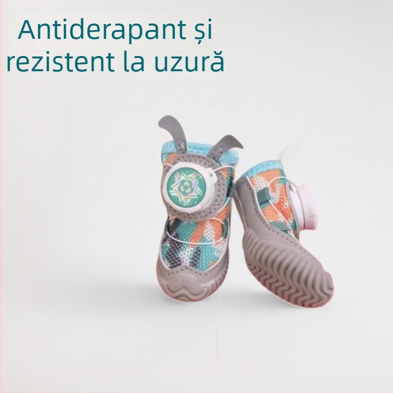 De Wangxing Pantofi pentru animale de companie, din plasă respirabilă pentru câini mici, cu cataramă rotativă, set de 4 bucăți