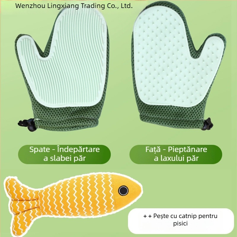 Mănuși de îngrijire pentru pisici – elimină părul liber, mănuși de masaj, potrivite pentru pisici Ragdoll și cu păr lung; Brand Lingxiang