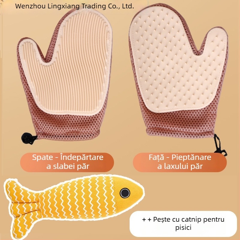 Mănuși de îngrijire pentru pisici – elimină părul liber, mănuși de masaj, potrivite pentru pisici Ragdoll și cu păr lung; Brand Lingxiang