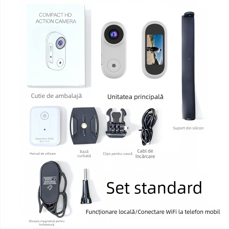 Cameră sport pentru deget cu prindere magnetică, ecran HD de 1,47 inchi, lentilă GC2083 160°, 5–12 MP, card TF