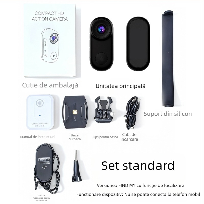 Cameră sport pentru deget cu prindere magnetică, ecran HD de 1,47 inchi, lentilă GC2083 160°, 5–12 MP, card TF