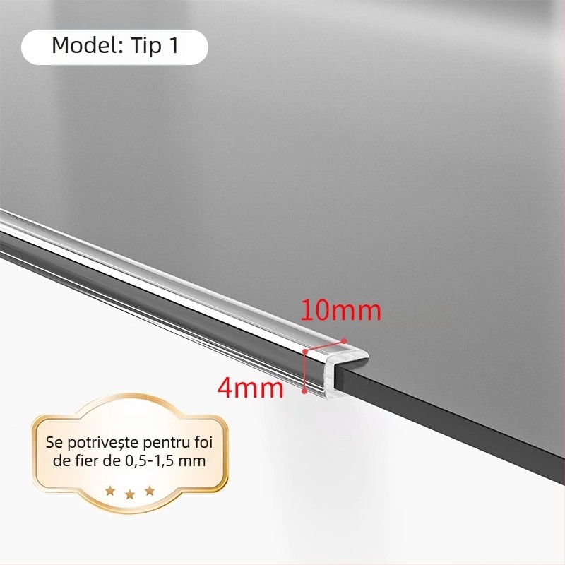 Protector de margine din silicon, transparent, în formă de U, pentru masă de cafea din sticlă securizată – protecție a colțurilor