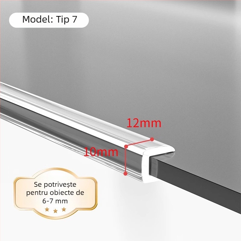 Protector de margine din silicon, transparent, în formă de U, pentru masă de cafea din sticlă securizată – protecție a colțurilor