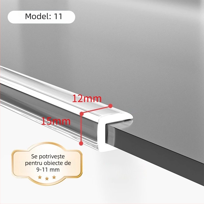 Protector de margine din silicon, transparent, în formă de U, pentru masă de cafea din sticlă securizată – protecție a colțurilor