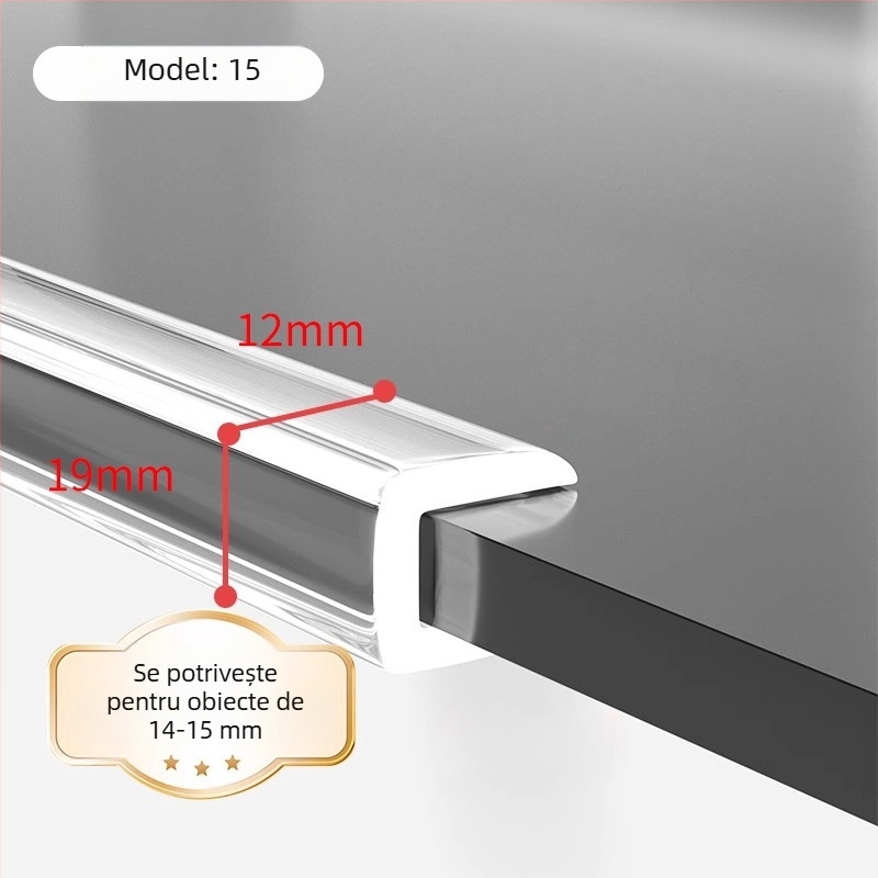 Protector de margine din silicon, transparent, în formă de U, pentru masă de cafea din sticlă securizată – protecție a colțurilor
