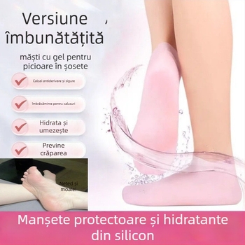 Protecție pentru călcâie din silicon cu mască hidratantă pentru picioare, șosetă-mască anti-uscare a călcâielor, utilizare generală