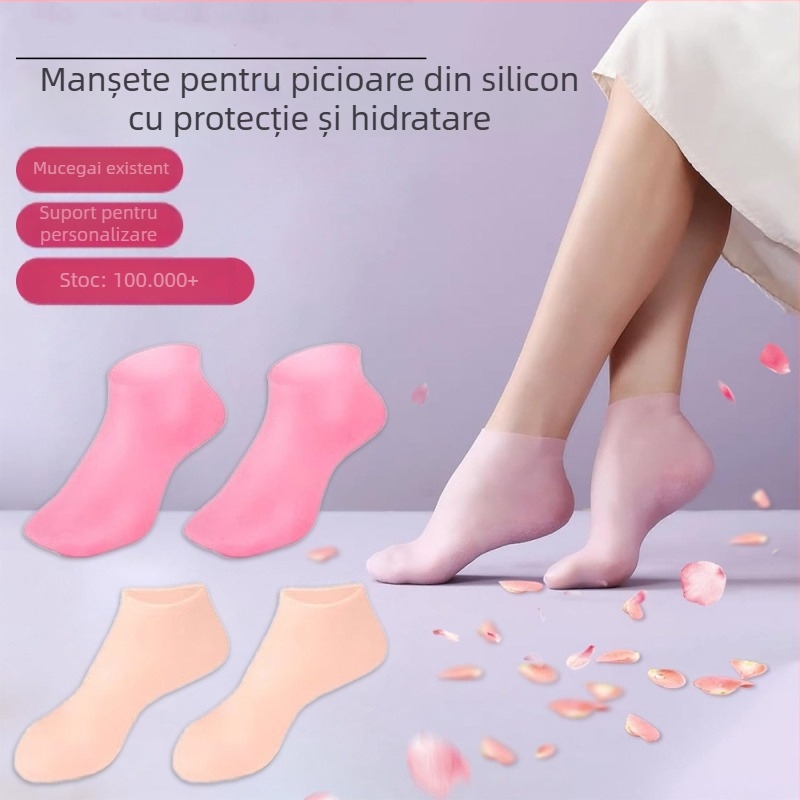 Protecție pentru călcâie din silicon cu mască hidratantă pentru picioare, șosetă-mască anti-uscare a călcâielor, utilizare generală