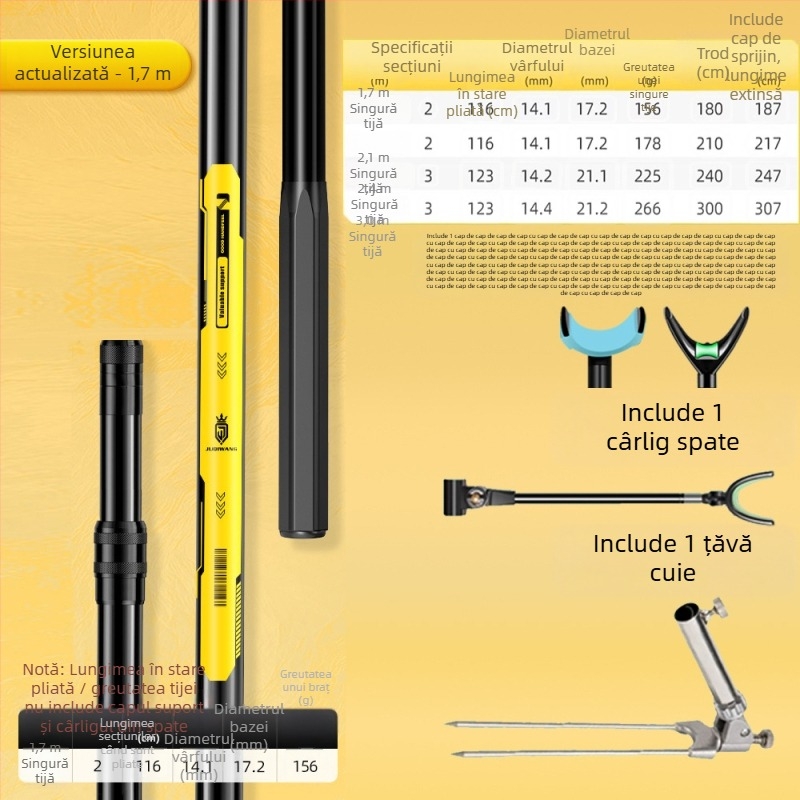 Giant Fin King Suport din carbon pentru undiță de pescuit, cu rotație multi-direcțională