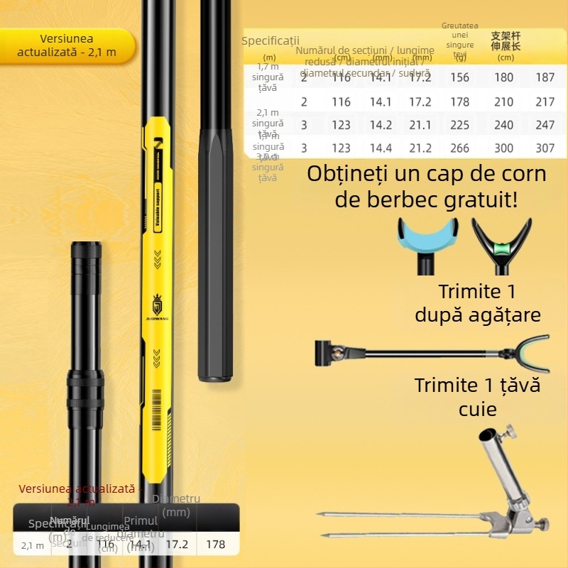 Giant Fin King Suport din carbon pentru undiță de pescuit, cu rotație multi-direcțională