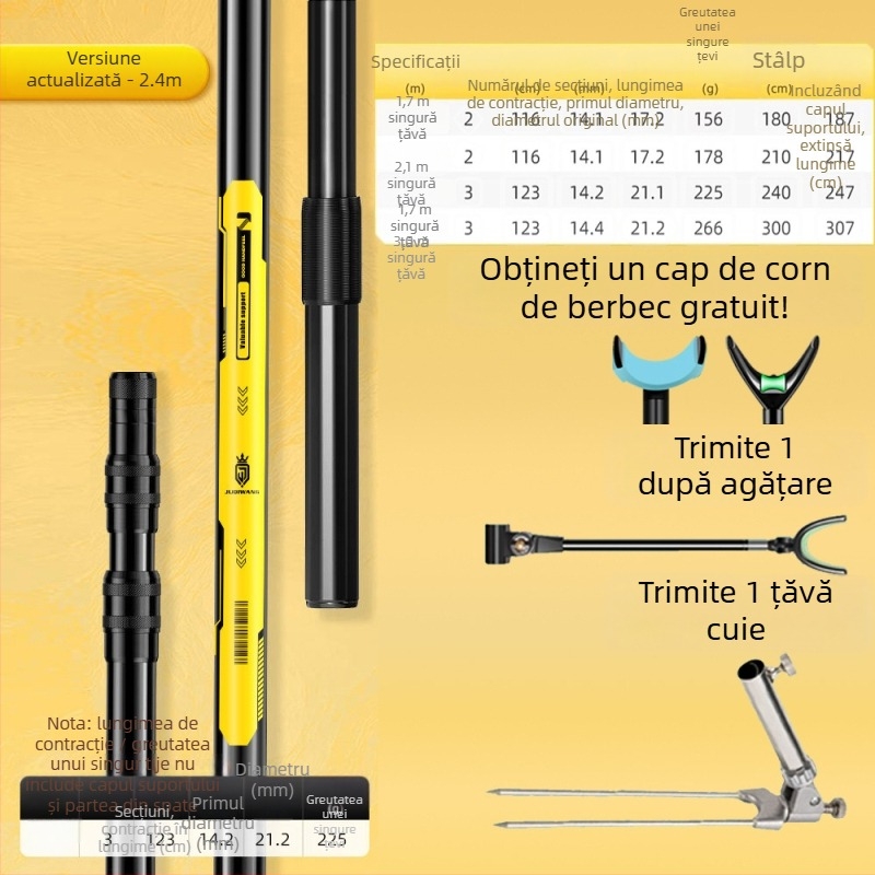 Giant Fin King Suport din carbon pentru undiță de pescuit, cu rotație multi-direcțională